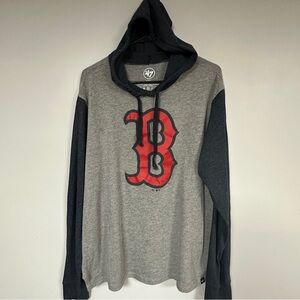 ‘47 brand Boston Red Sox hooded, Long Sleeve Gray & Navy Shirt large